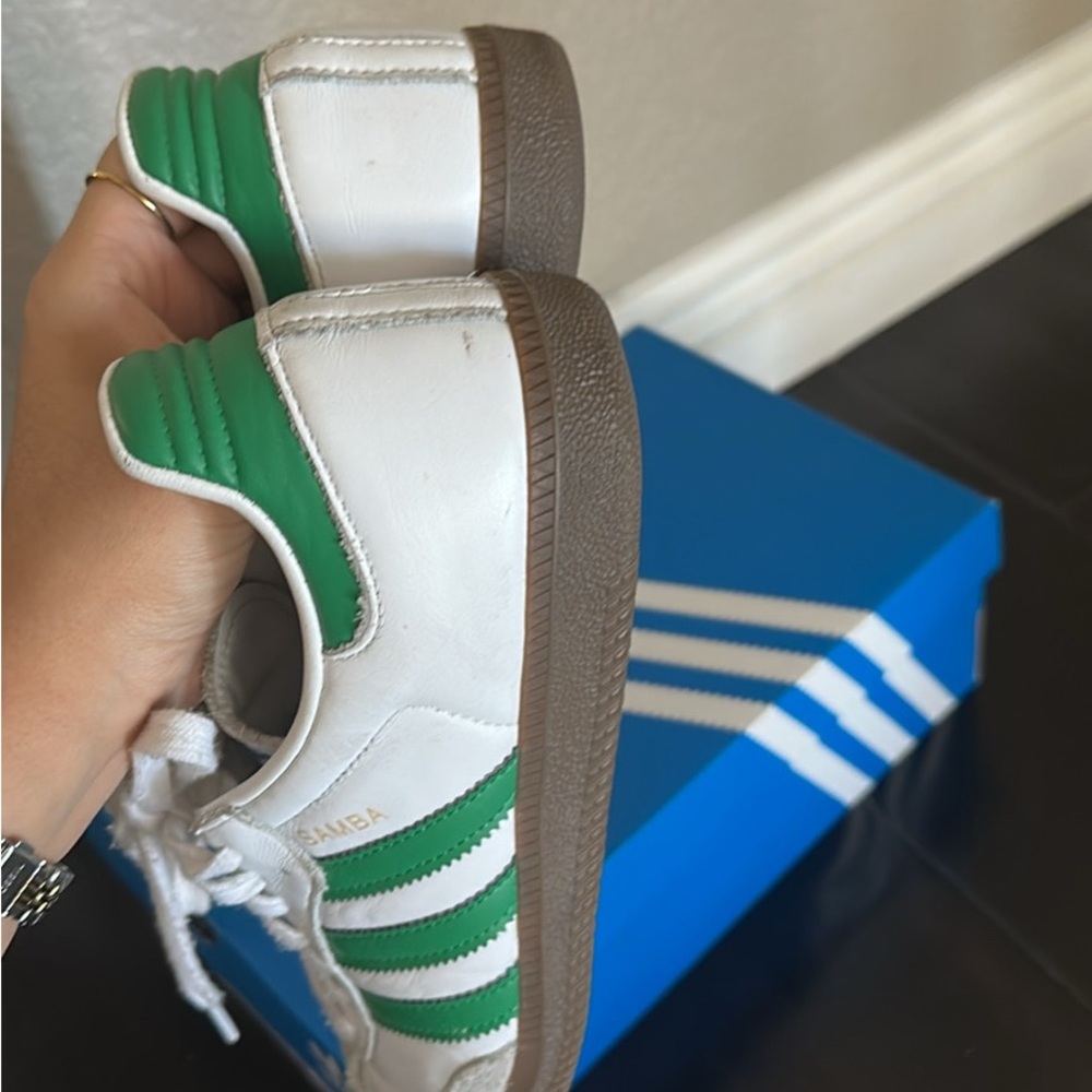 Adidas Kids Samba White and Green Sneakers